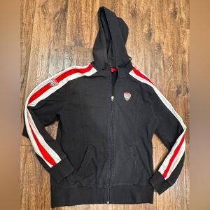 Ducati Corse Hoodie Mens M Black Red White Racing Moto Full Zip